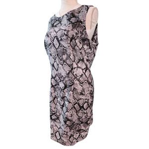 Alyx Limited Gray Snake Print Sleeveless Back Zip Shift Career Dress Women's 16